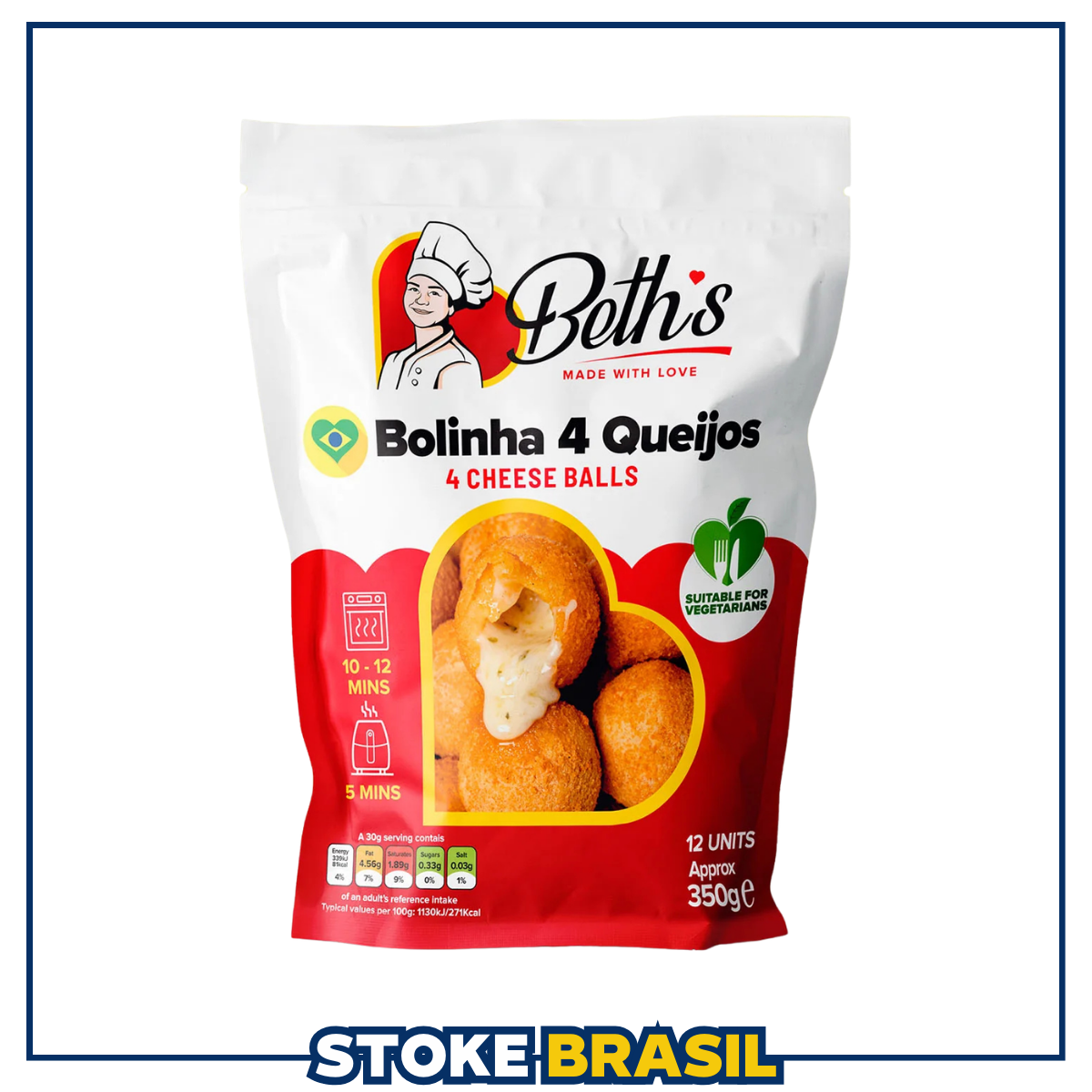 Beth's - Bolinha de 4 Queijos - 12 Unidades (350g)